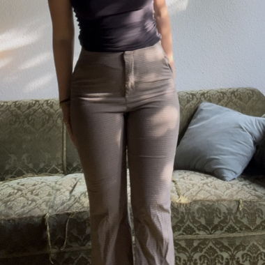 Checked Flared Trousers