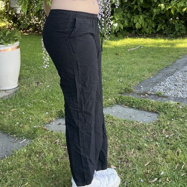 Black Loose Fit Viscose Pants Y2K