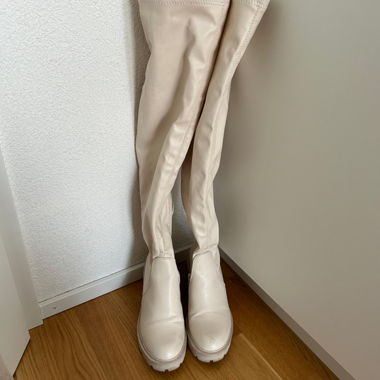 Stivali overknee crema