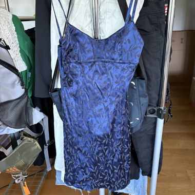 Blue Satin Spaghetti Top