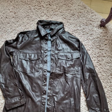 Faux Leather Blouse Like New