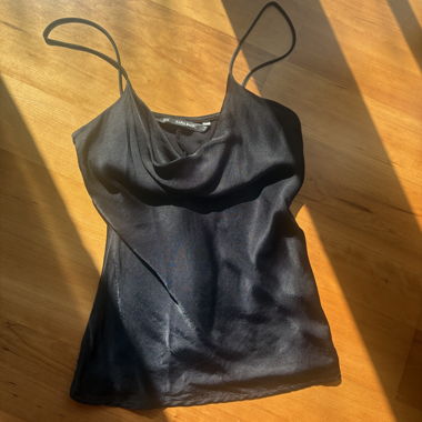 Zara Satin Waterfall Top black