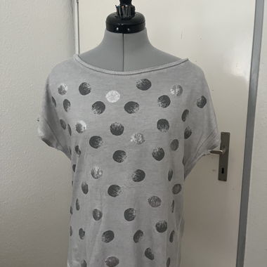 Grey sequin polka dot top