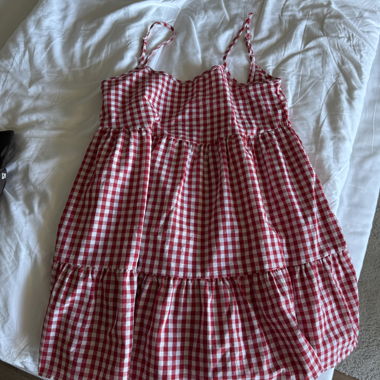 Abito a quadri rosso e bianco S