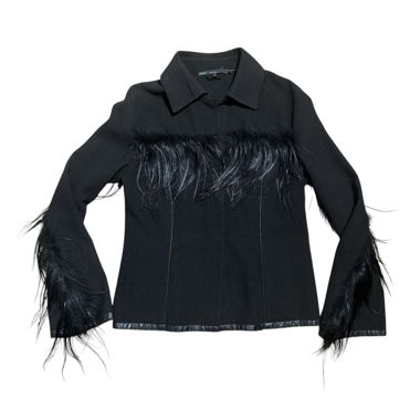 Black faux fur sleeve jacket 