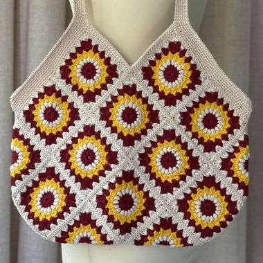 Borsa all'uncinetto fatta a mano - granny square autunnale