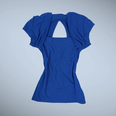 Vintage Y2K Slim-Fit Top mit abstraktem Cutout in Blau