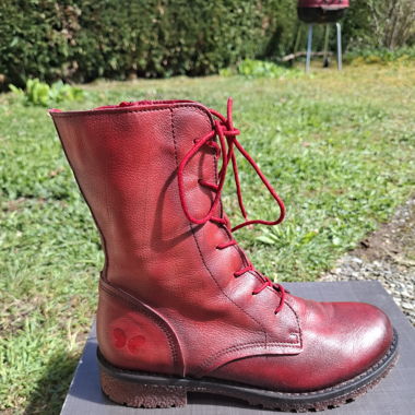 Red Leather Ankle Boots