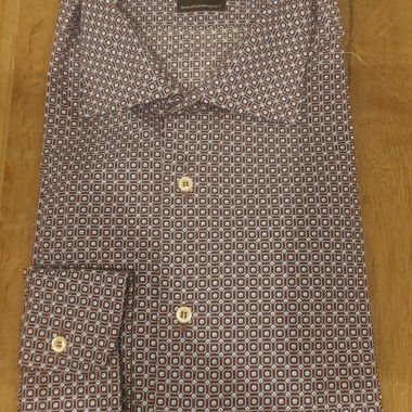 Brown geometric patterned shirt