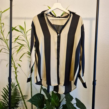 Chemise rayée Zara beige et noire T. S