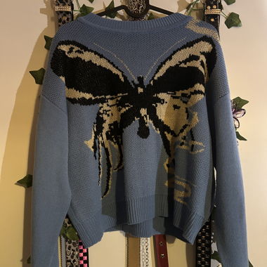 Blue, butterfly sweater