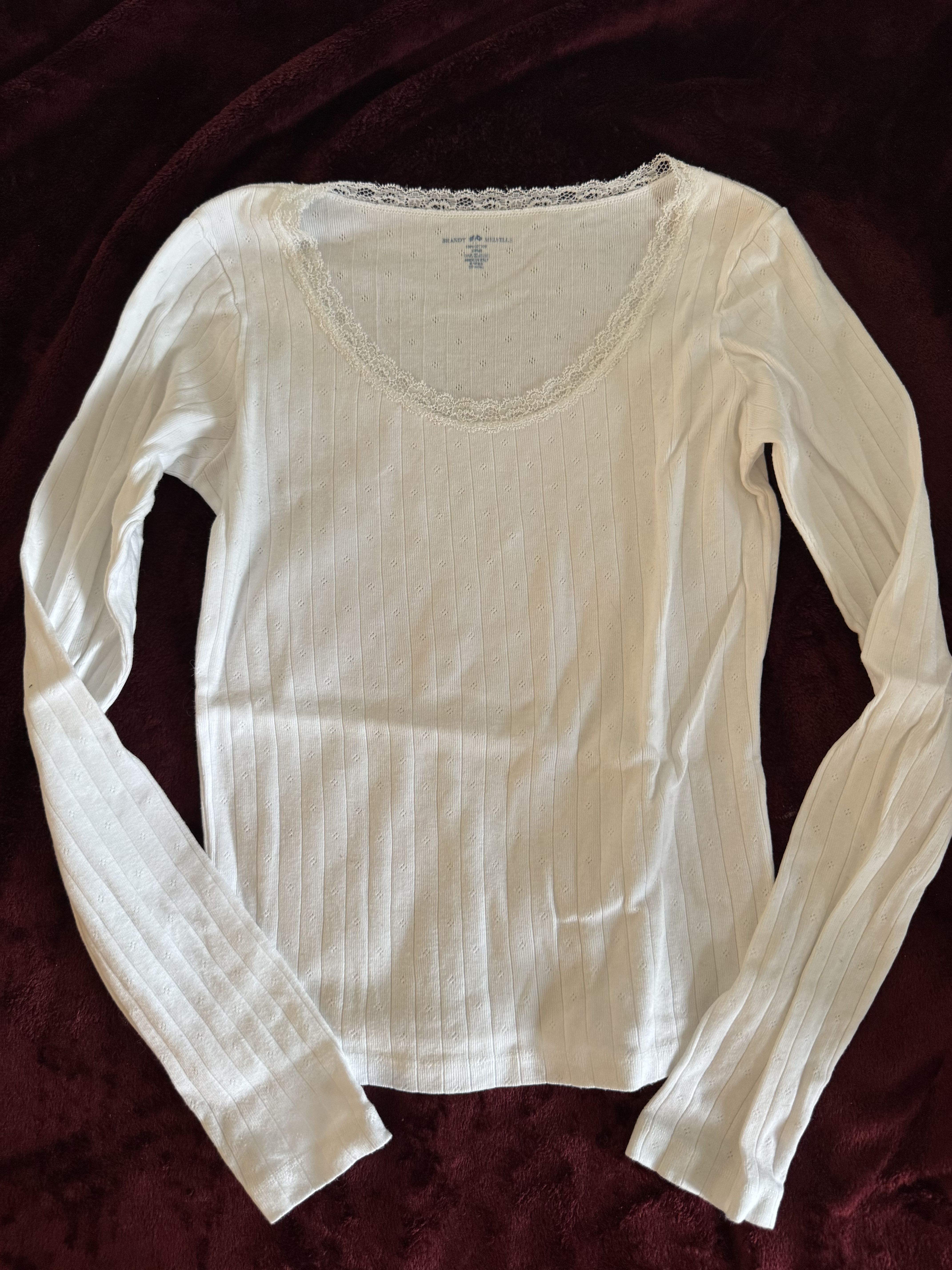 White long-sleeve top with lace