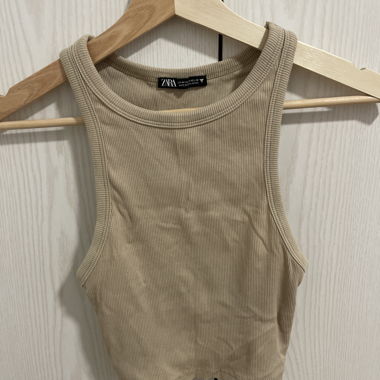 Zara Beige Ribbed Top