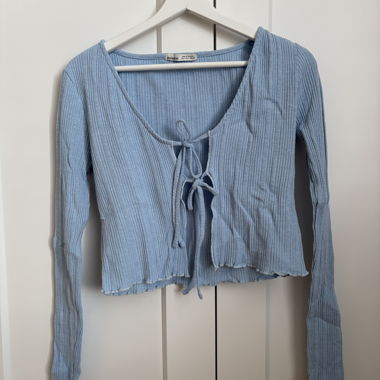 Pull&Bear blue tie-front top