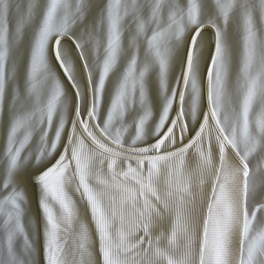 White ribbed strappy vest top