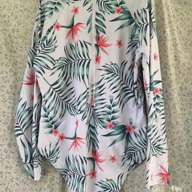 Costume anti-UV floreale maniche lunghe