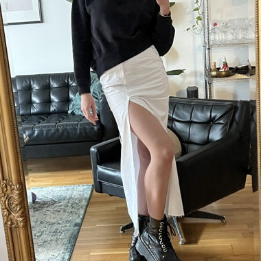 maxi midi slit denim skirt