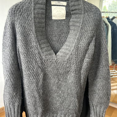 Maglione in maglia miscela di alpaca grigio scuro Thomas Burberry