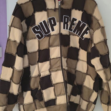 Supreme Reverse Patchwork Zip Up Hooded Sweatshirt