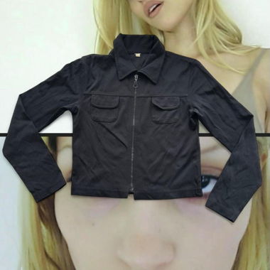 Schwarze Slim Retro-Leichtjacke