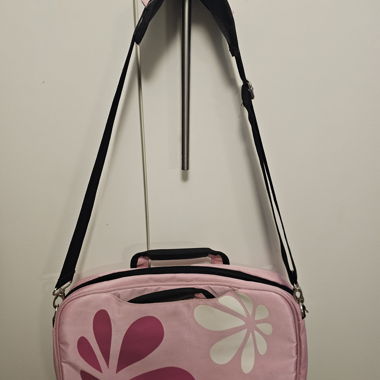 Pink Phone Bag with White and Fuchsia Flower