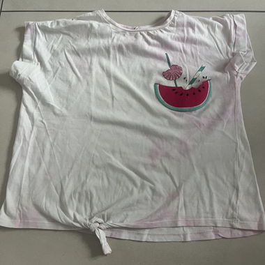 White T-shirt with watermelon knot