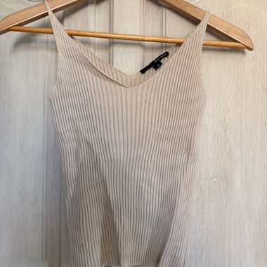 Ribbed Beige Tank Top