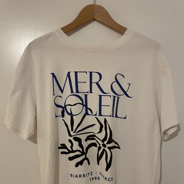 T-shirt crème et bleu H&M