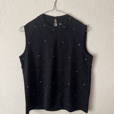 Top vintage 1990s sans manches noir perle
