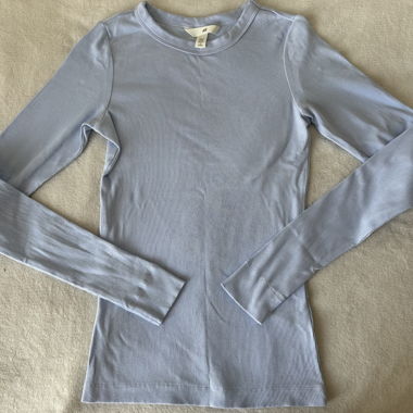 H&M ribbed long-sleeve top blue XS