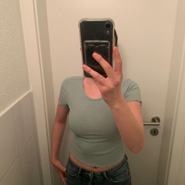Ribbed Turquoise T-Shirt