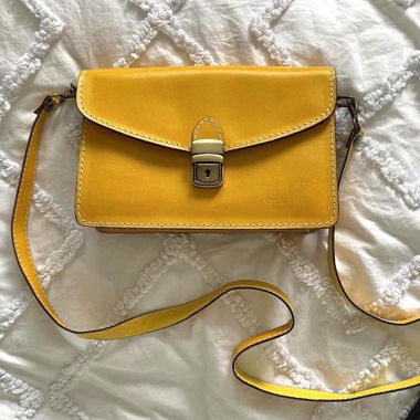 mustard yellow 100% leather handbag
