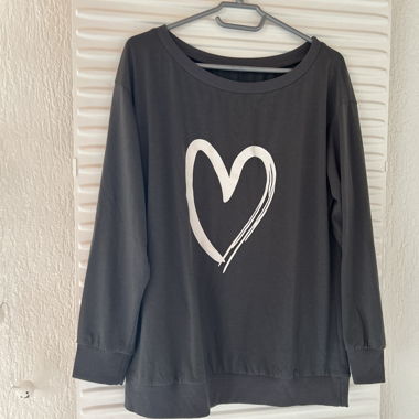 Black Sweatshirt with Heart Motif