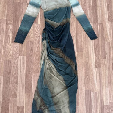 Abito in mesh a maniche lunghe blu-grigio