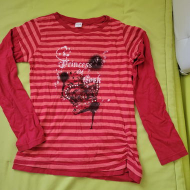 T-shirt rosa a righe manica lunga