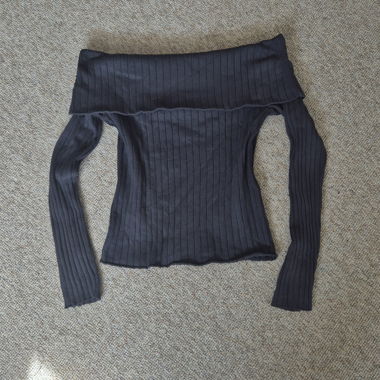Dark Grey Off-Shoulder Top