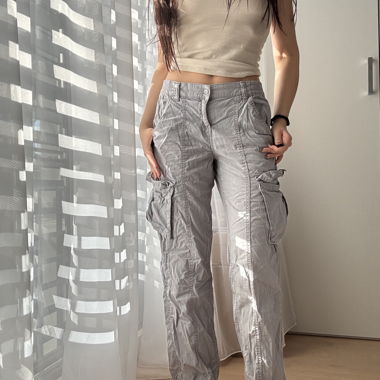 h&m cargo pants grey 