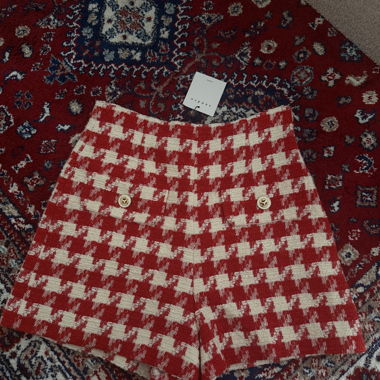Sandro Red Tweed Shorts