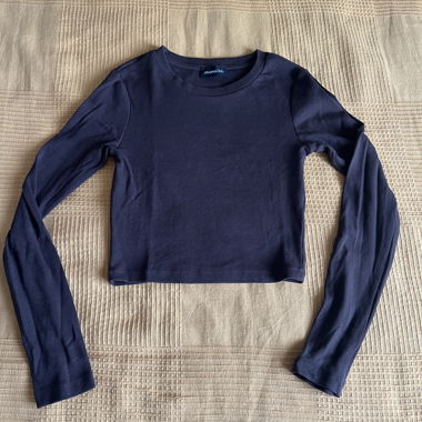 Top corto a maniche lunghe marrone XS