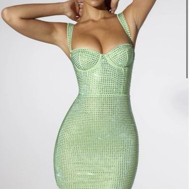 Robe Corset à Paillettes Vert Oh Polly