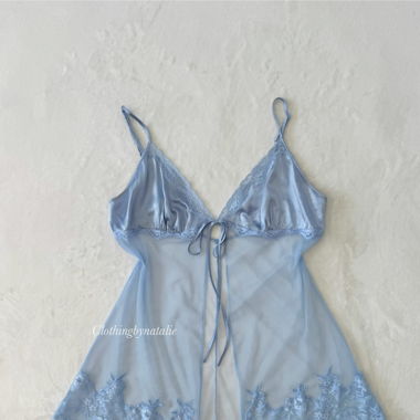 VS Blue Satin Mesh Babydoll (S/M)