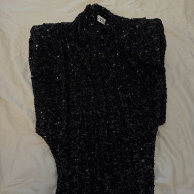 zara black sequin dress