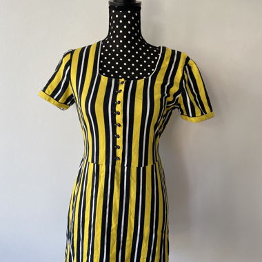Robe vintage des années 2000 à rayures noir jaune