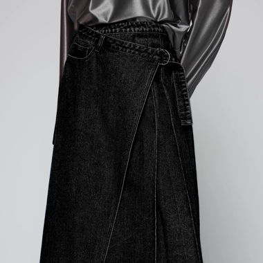 Jupe en jeans noir asymétrique 