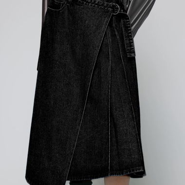 Jupe en jeans noir asymétrique 