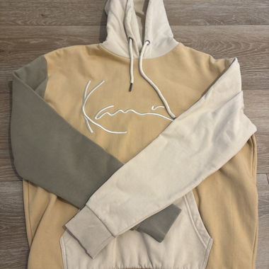 Hoodie color block beige