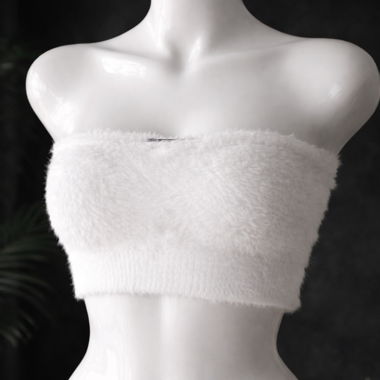 White Fluffy Crop Top / Bandeau – Soft Girl Y2K