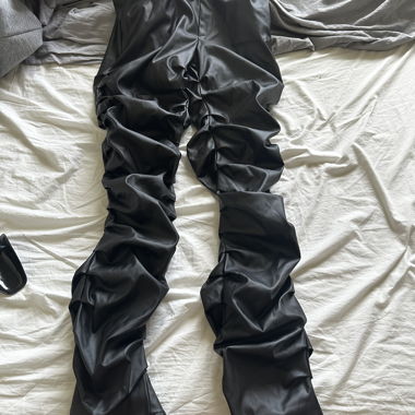 Stacked lether pants
