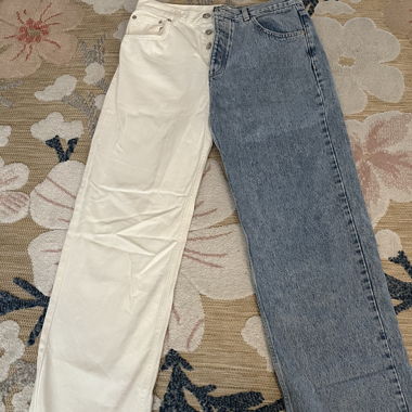 Zweifarbige Jeans - Blau/ Weiss - Pull&Bear