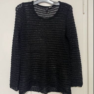 Schwarzer H&M Damenpullover Gr. XS Netzmuster 